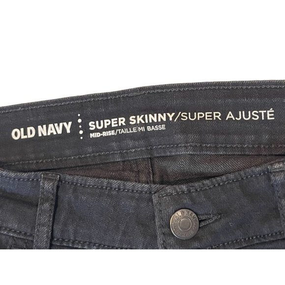 Old Navy Womens Super Skinny Jeans Denim Mid Rise Stretch 5 Pockets Black Size 4 - Picture 8 of 10